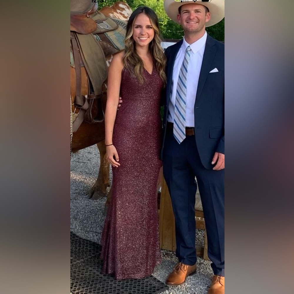 Glittered, plum formal dress